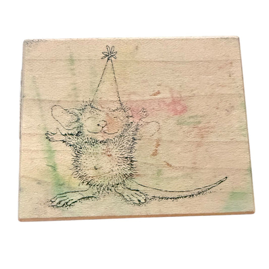Stampa Rosa Party Mouse Monica House Mouse 322E 1999 Crafting Rubber Stamp