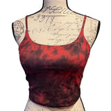 Oalka Red Black Tie Dye Workout Strap Sports Tank Bra Size Small