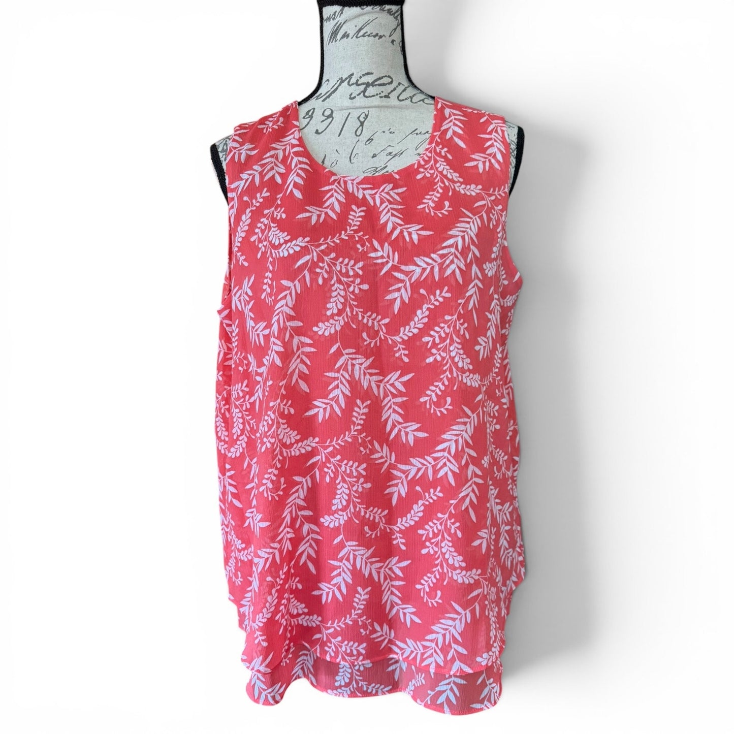 Cristina B Pink White Floral Plant Print Flowing Shirt Medium