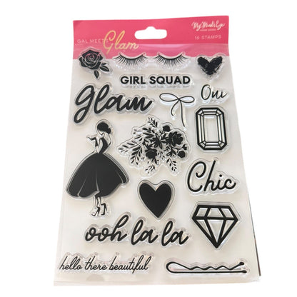 My Minds Eye Gal Meets Glam GMG120 Set Slap Cling Rubber Stamps