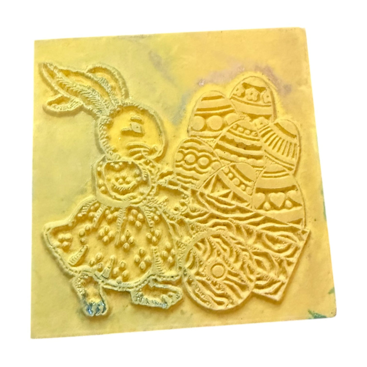 Bunny Rabbit Pushing Easter Eggs In a Wheelbarrow Rubber Stamp