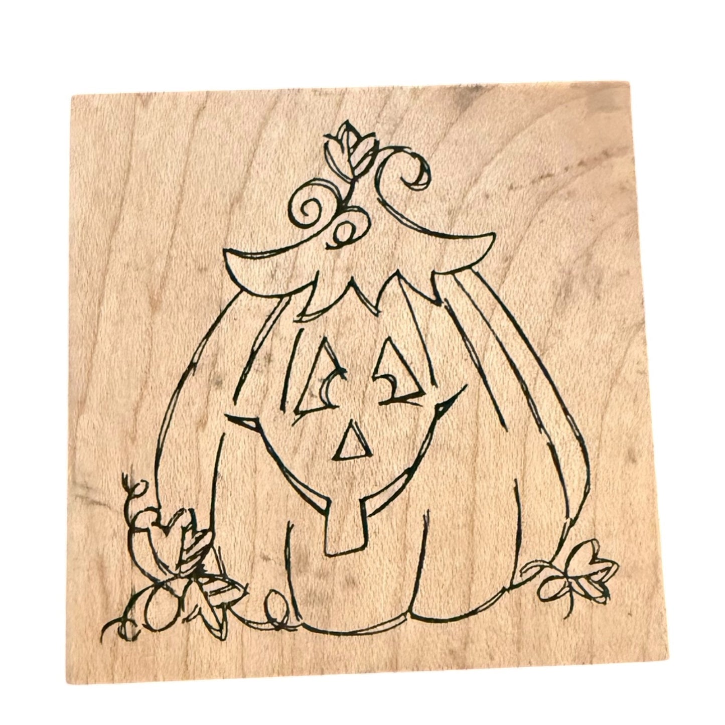 Heather Halloween Pumpkin Smiling Jack O Lantern H-213 HK Rubber Stamp