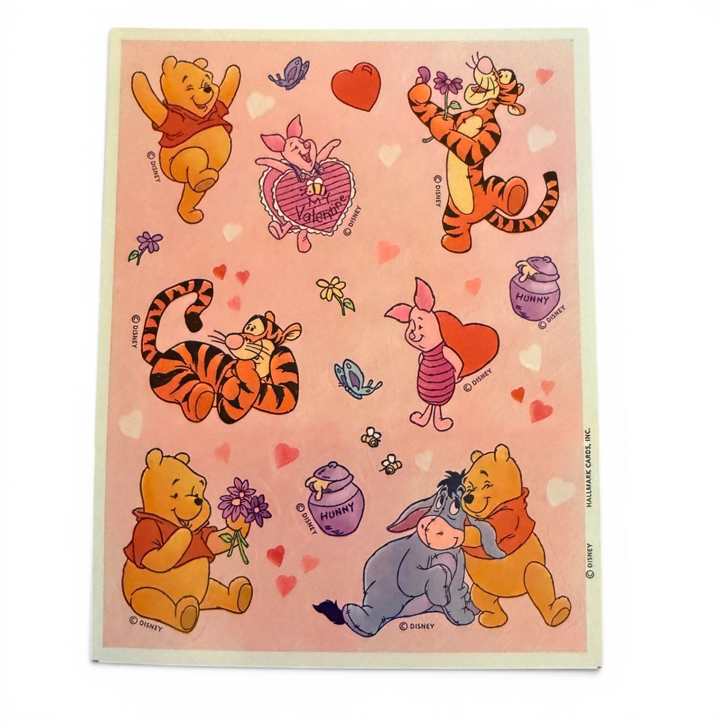 Hallmark Disney Valentine Winnie The Pooh & Friends Single Sticker Sheet NEW