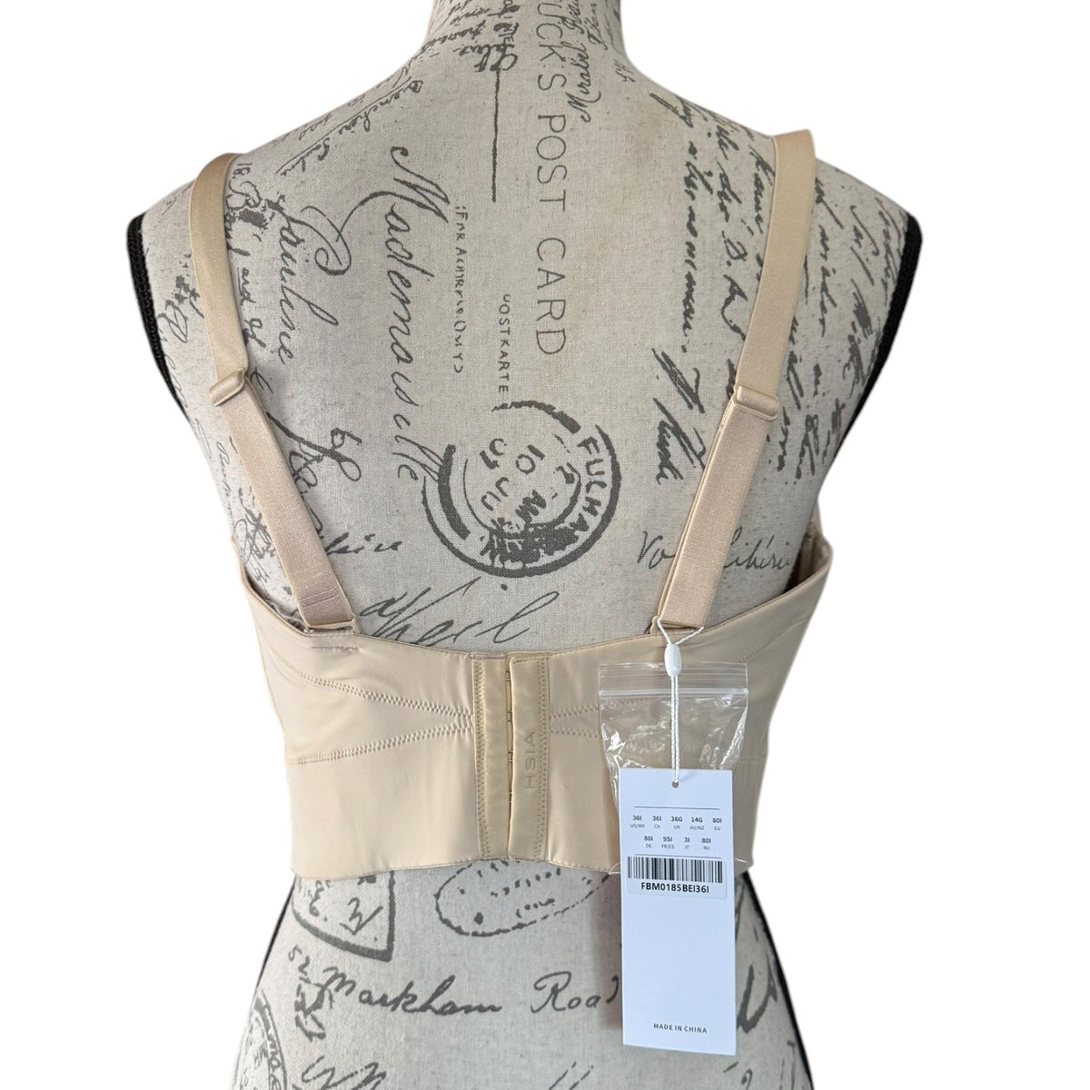 HSIA Beige Molded Cup Bustier Stretch Underwire Bra Size 36I