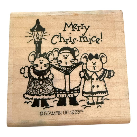 Stampin Up! Vintage 1993 Merry Chris-Mice! Rubber Stamp