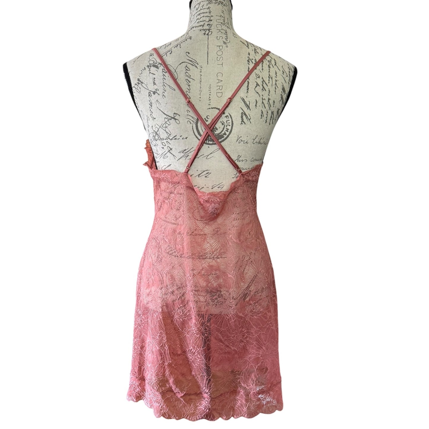 Victoria's Secret Floral Sheer Lace Chemise Slip Lingerie Pajama Nighty Large
