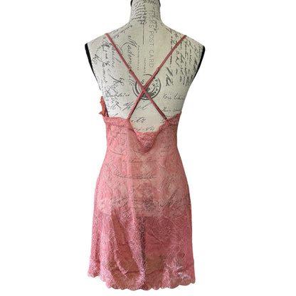Victoria's Secret Floral Sheer Lace Chemise Slip Lingerie Pajama Nighty Large