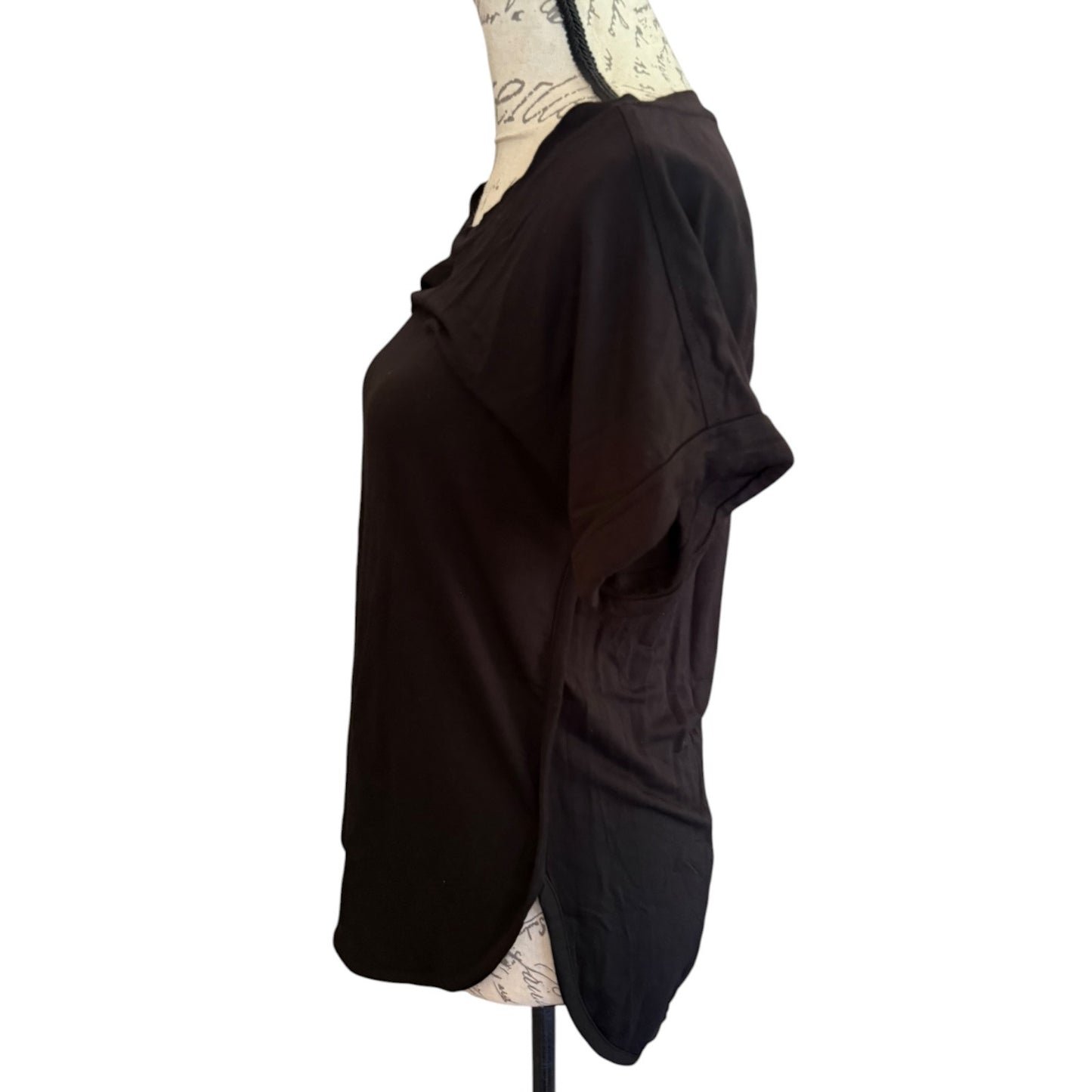 Matty M Black French Terry Rolled Cuff Short Sleeve Tee Shirt Size XS