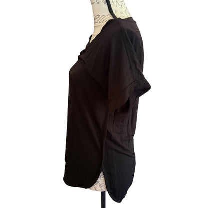 Matty M Black French Terry Rolled Cuff Short Sleeve Tee Shirt Size XS