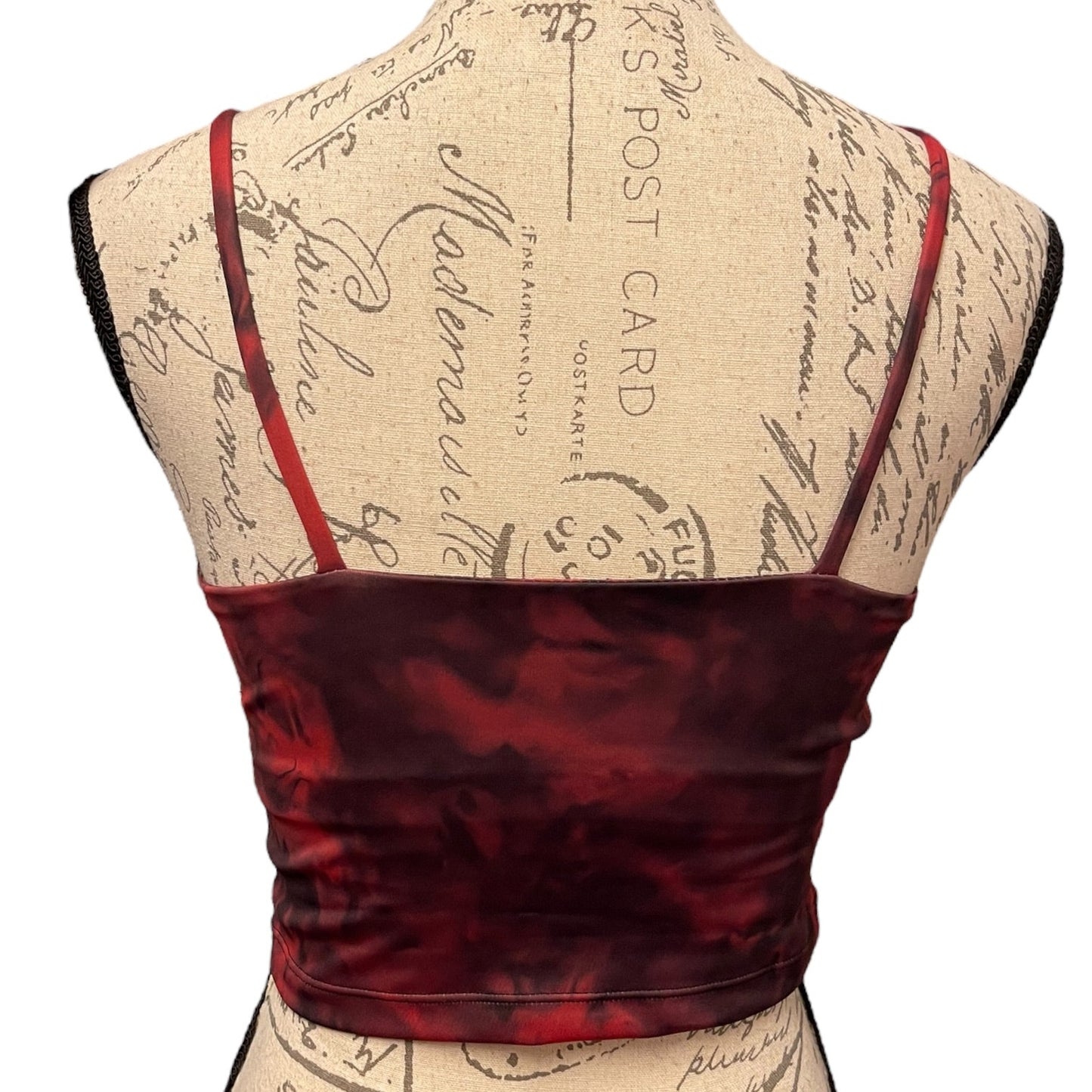 Oalka Red Black Tie Dye Workout Strap Sports Tank Bra Size X-Small
