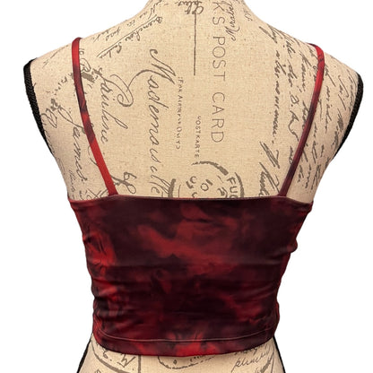 Oalka Red Black Tie Dye Workout Strap Sports Tank Bra Size X-Small