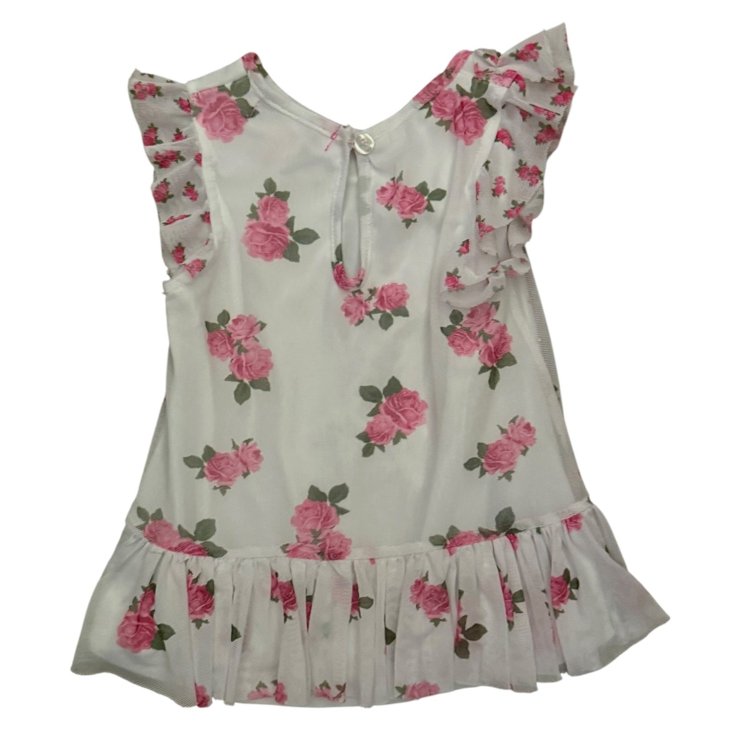Betsey Johnson White Pink Rose Dress Size 24 Months