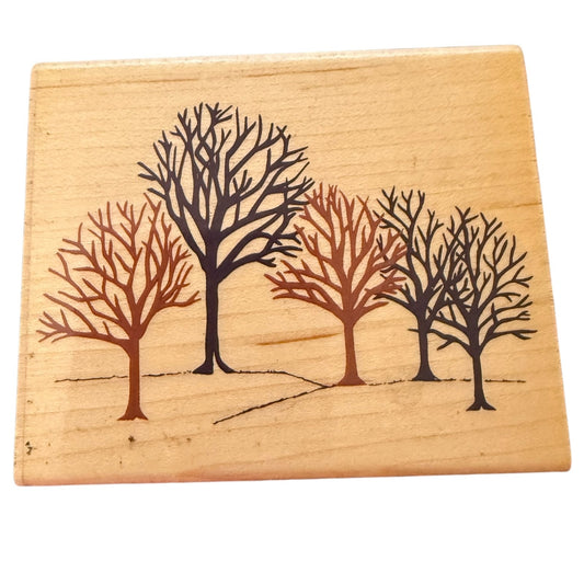 Rubber Stampede Winter Woods Forest Landscape A2430F Rubber Stamp