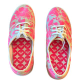 Roxy Pink Gray Floral Lace Up Sneakers Shoes Size 10