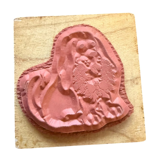 PSX Vintage 1988 Dog Holding Christmas Wreath C354 Rubber Stamp