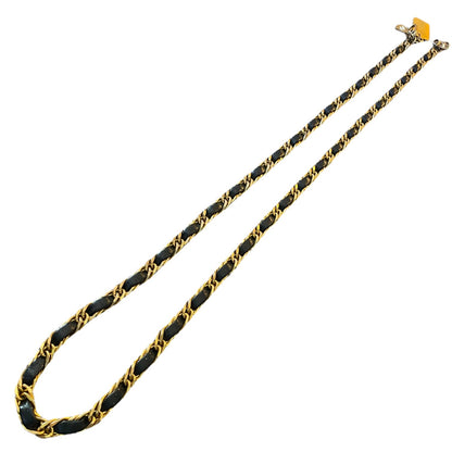 Morris Moskowitz Vintage Gold Chain Navy Blue Leather Hook Belt 39.5"