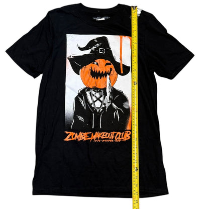 Hot Topic Halloween Zombie Makeout Club Jack O Lantern Black Cotton Shirt Small