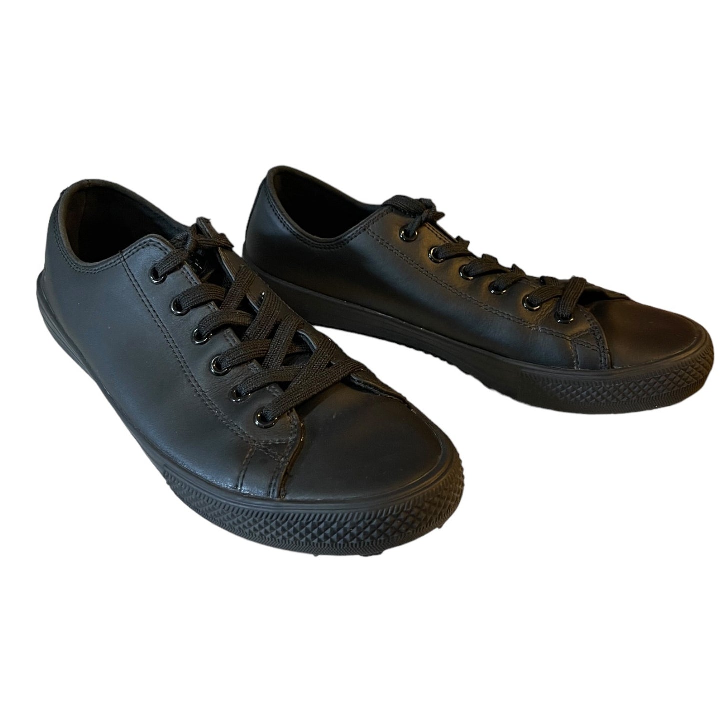 Skechers Work Black Leather Non Slip Relaxed Fit Shoes Size 9.5