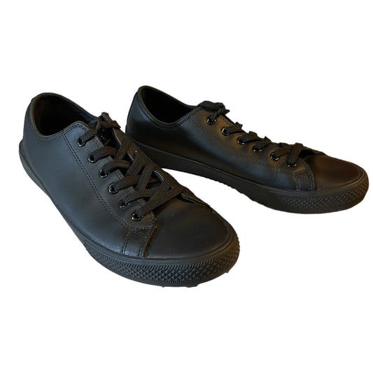 Skechers Work Black Leather Non Slip Relaxed Fit Shoes Size 9.5