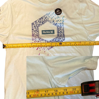 Hurley Light Mint Green Cotton With Multicolor Burst Graphic Tee T Shirt Medium