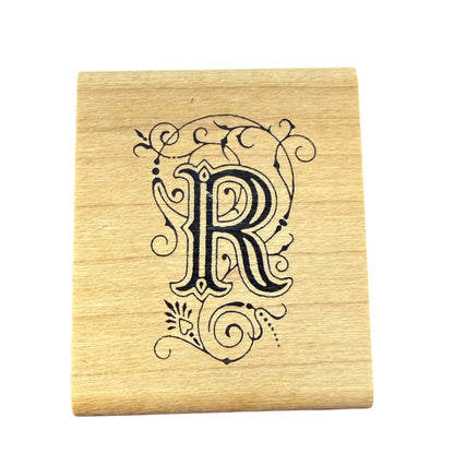Judikins Embellished Fancy R Initial 3957D Rubber Stamp