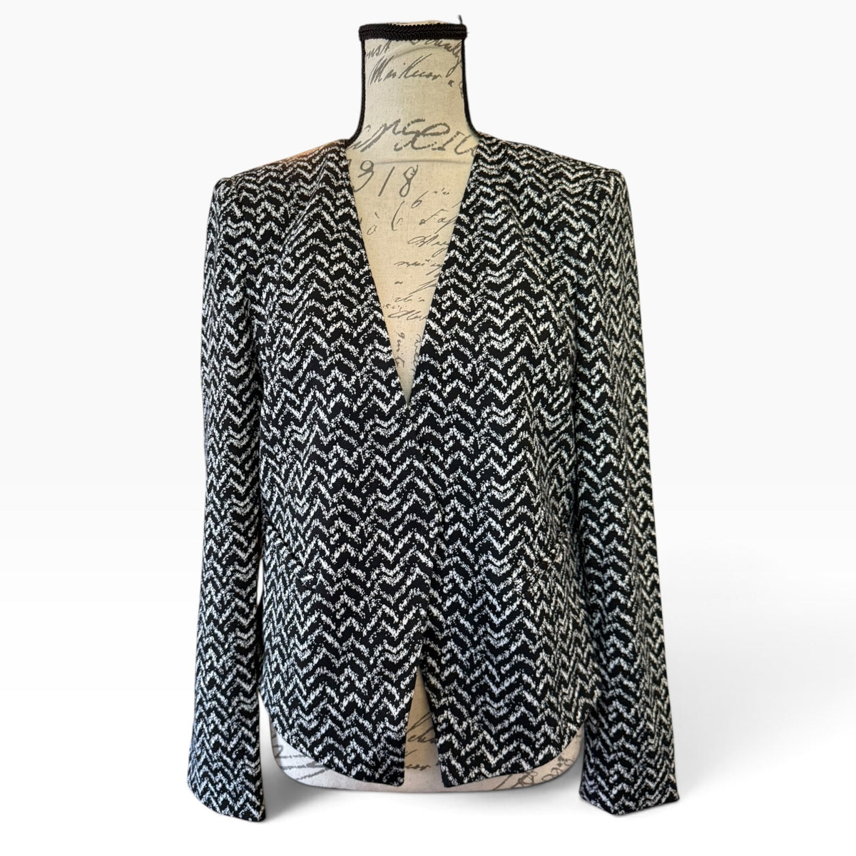 Mario Serrani Chevron Black White Blazer Jacket Size Medium