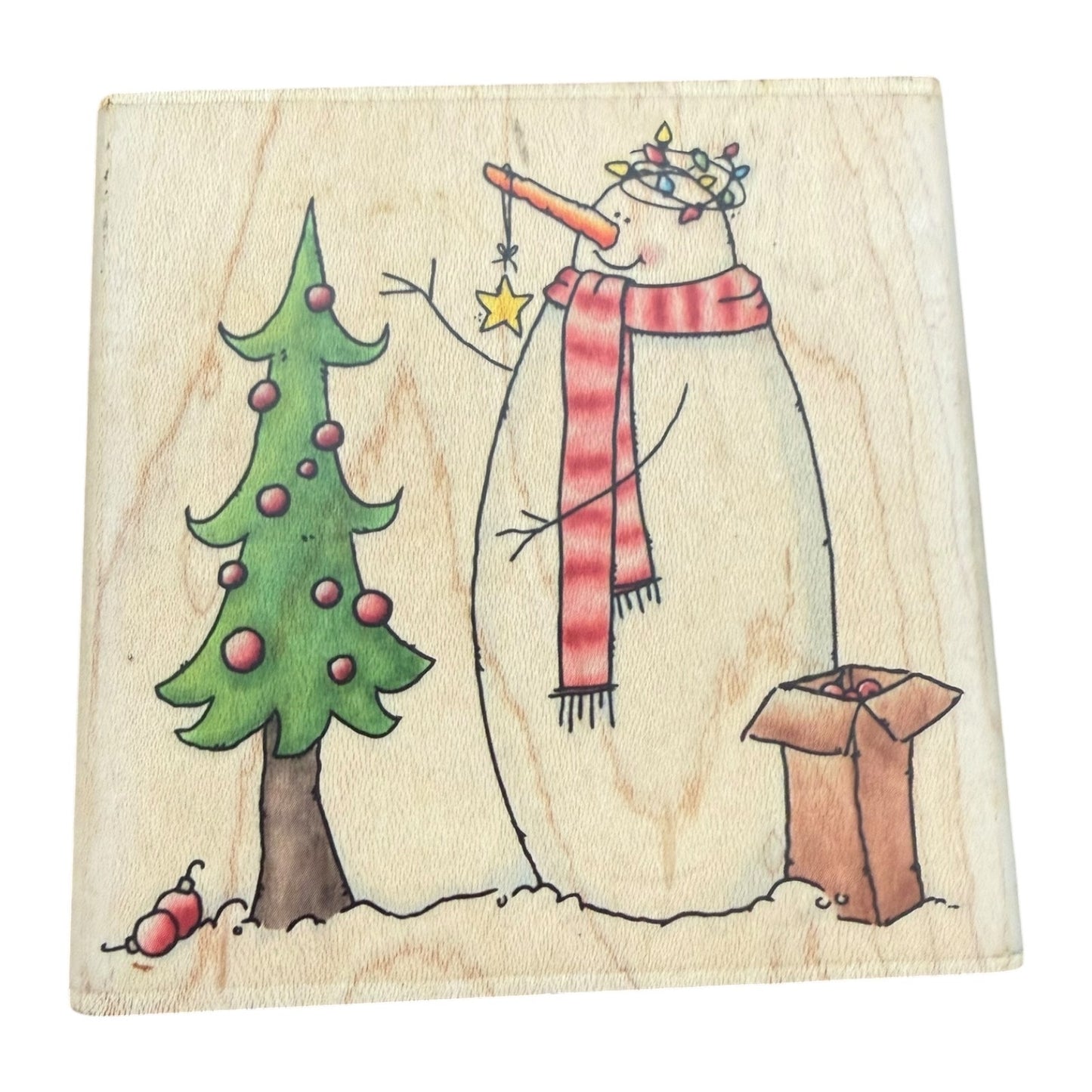 Whipper Snapper Designs Trim The Tree Snowman MZ101 Rubber Stamp