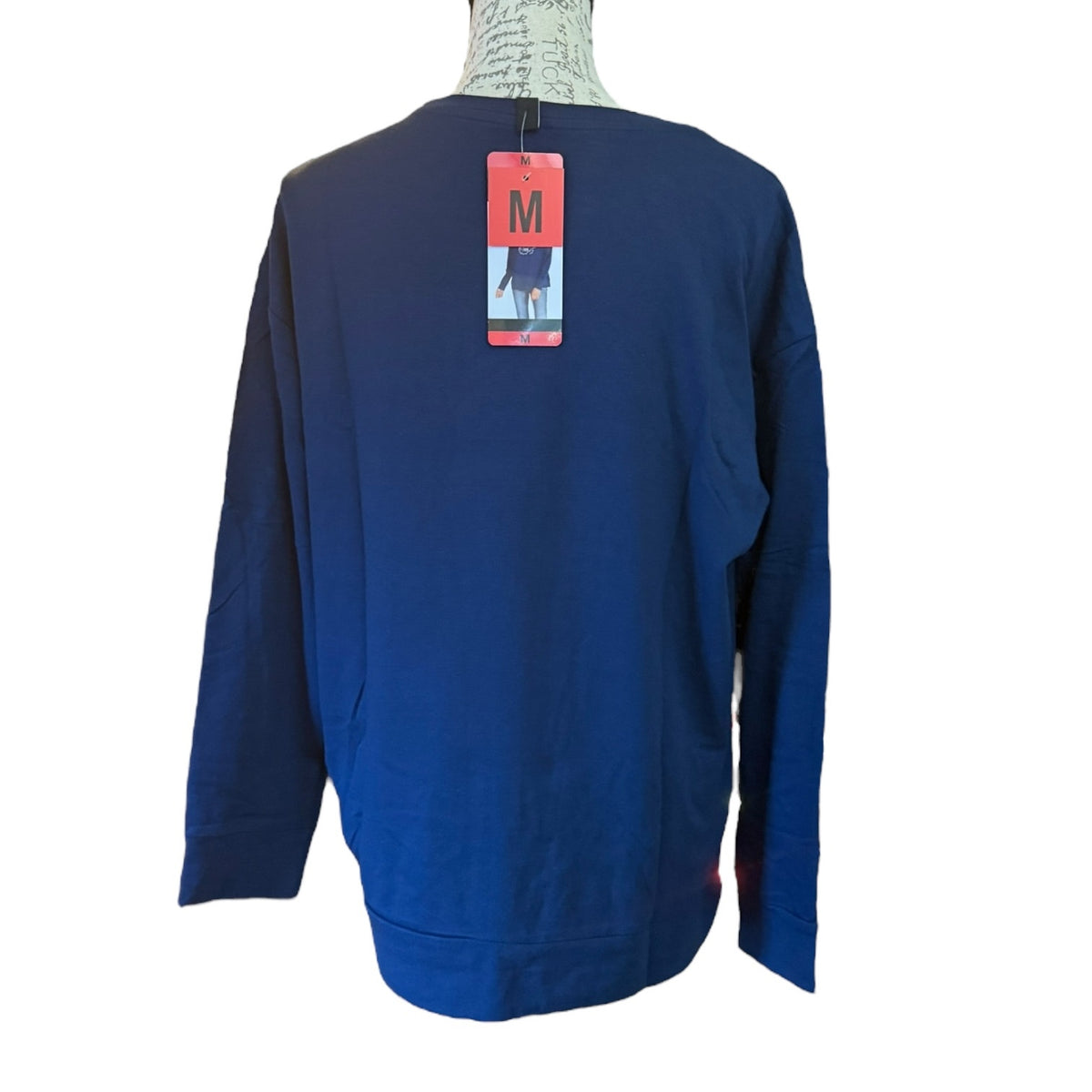 Ellen Tracy Navy Blue Get Your Sparkle Christmas Light Shirt Medium