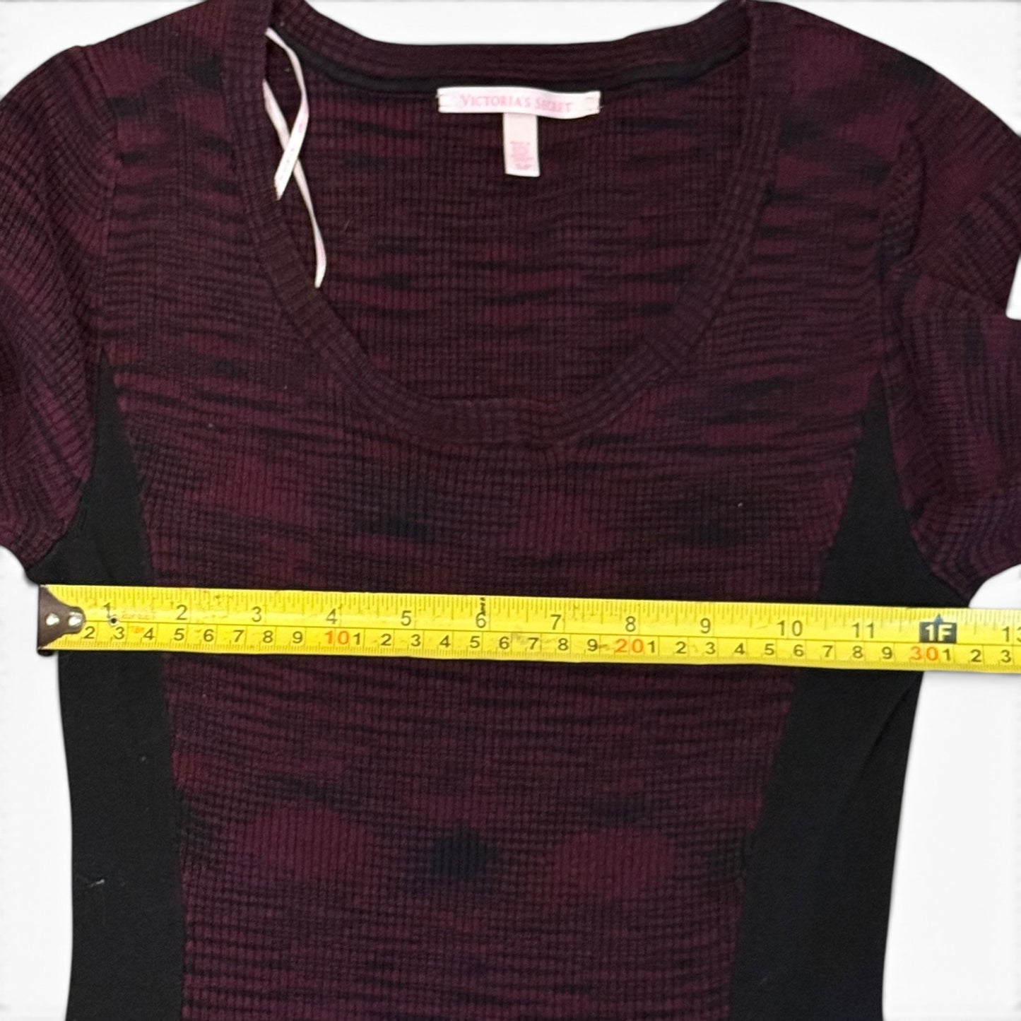 Victoria's Secret 2013 Pink Black Ribbed Long Sleeve Dress Small