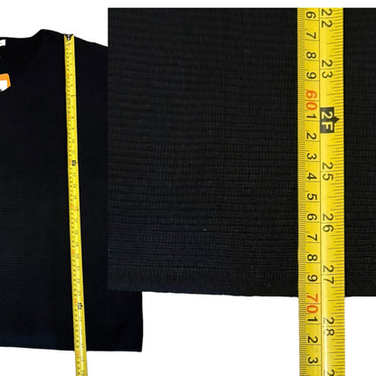 Ella Moss Black Ribbed V Neck Long Sleeve Sweater Size XXL