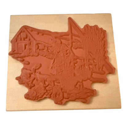 Tasha Tudor EUC Girl Barn Animals In Winter Chickens K7203 Rubber Stamp