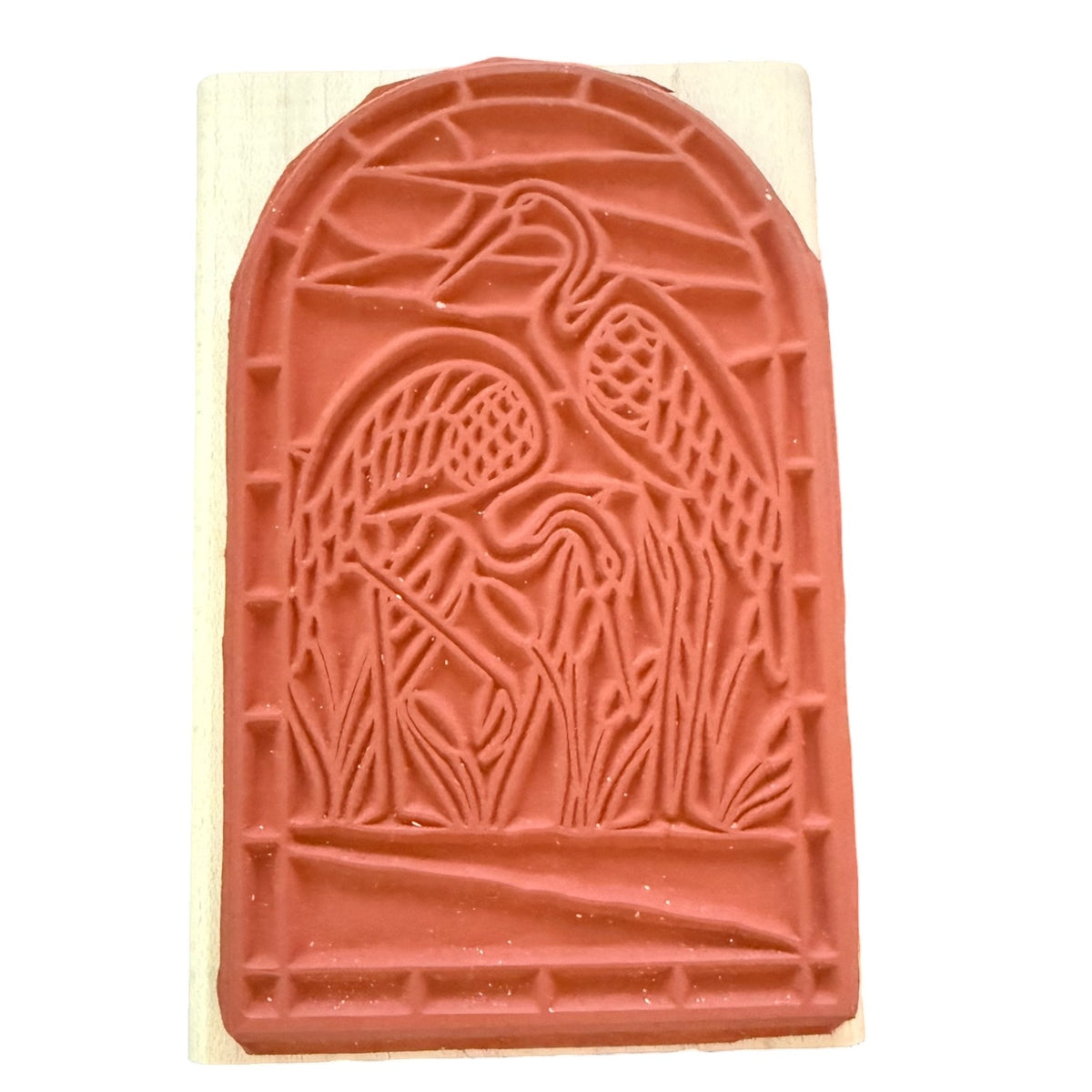 Rubber Stampede Stained Glass Cranes Birds A1239F Rubber Stamp