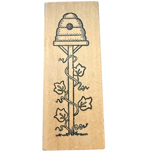 Darcie's J1262 Honey Bee Hive On Stand With A Vine Card Making Rubber Stamp