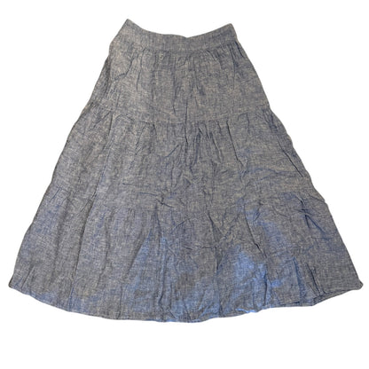 Matty M Three Tiered Blue Midi Linen Blend Skirt Size Extra Small