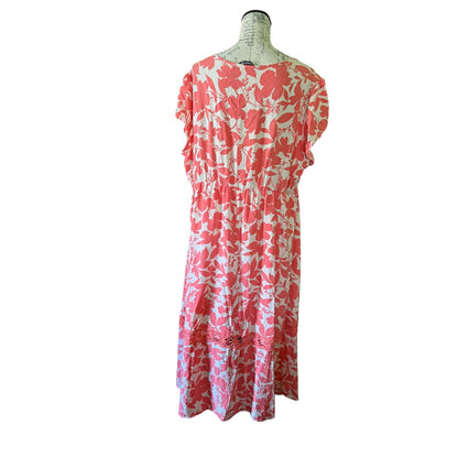 Bloomchic Orange & Off White Floral Maxi Dress Size 18/20