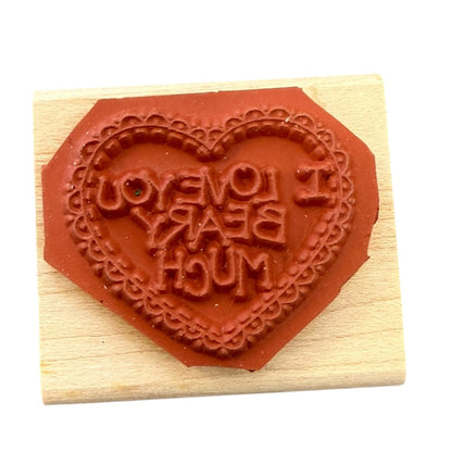 Stampin Up! I Love You Beary Much Heart 1995 Rubber Stamp