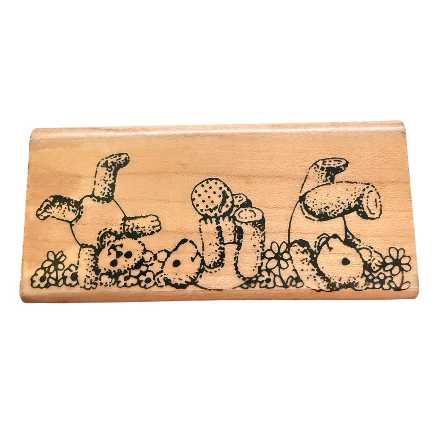 Sweet Arts 1988 Tumbling Playful Teddy bears C327 Rubber Stamp