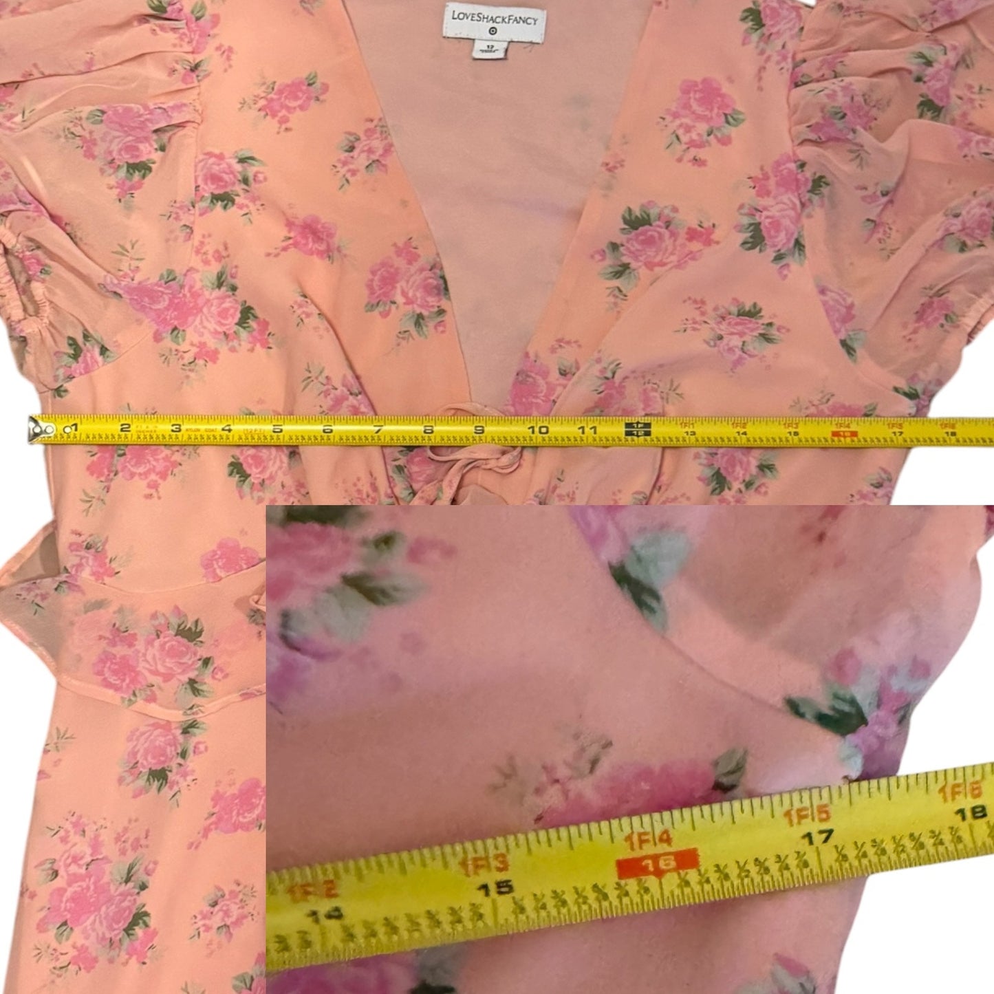 Love Shack Fancy X Target Pink Floral Tiered Ruffle Dress Size 12