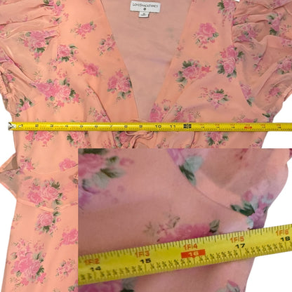 Love Shack Fancy X Target Pink Floral Tiered Ruffle Dress Size 12