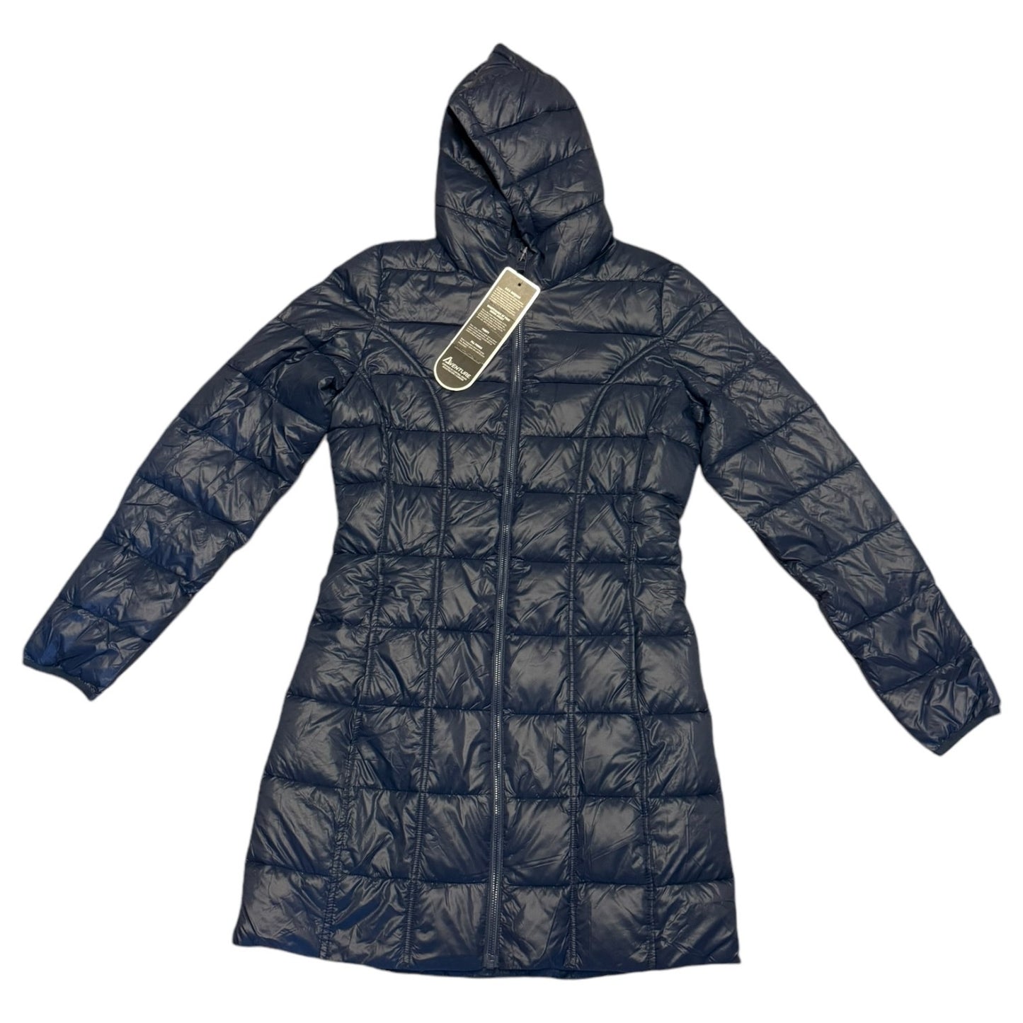 Adventure Blue Ultra Light Down Long Hooded Jacket Size X-Small
