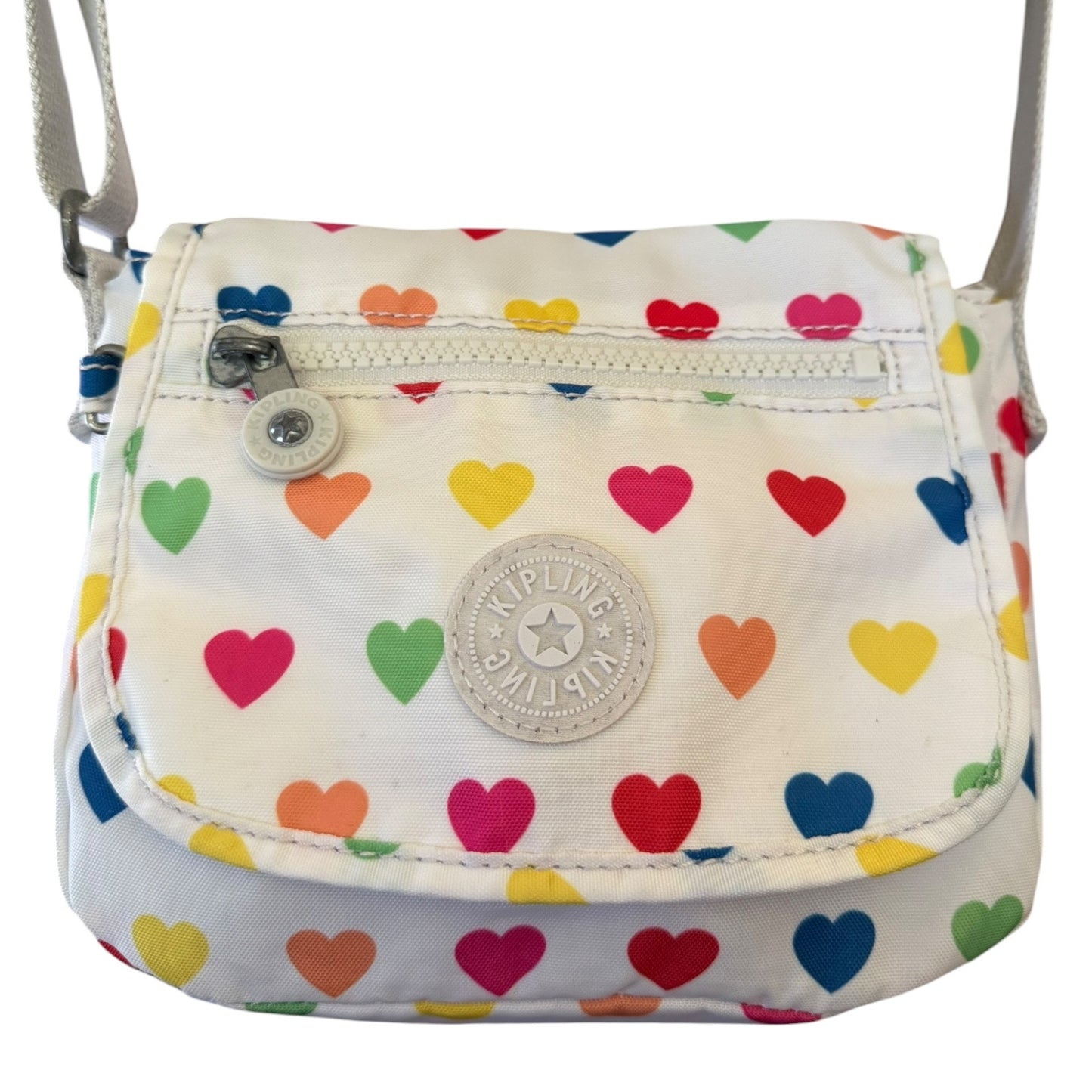 Kipling Sabian White Rainbow Multicolor Adjustable Crossbody Purse