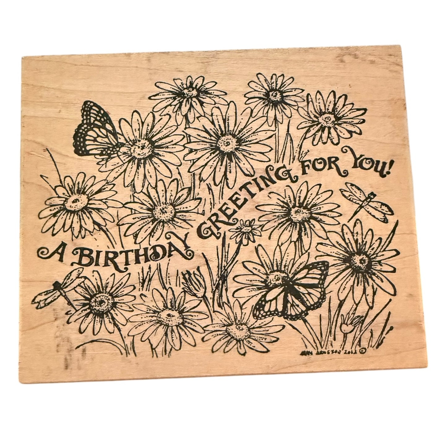 Northwoods Vintage 2012 A Birthday Greeting For You Daisy Rubber Stamp
