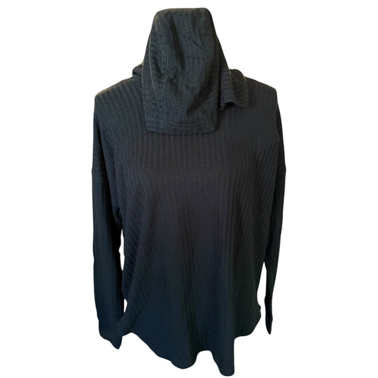 Chaser Black Waffle Thermal Long Sleeve Hoodie Shirt Size Small