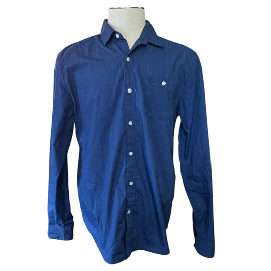 Volcom Men's Blue Cotton Blend Button Down Long Sleeve Shirt Size Large