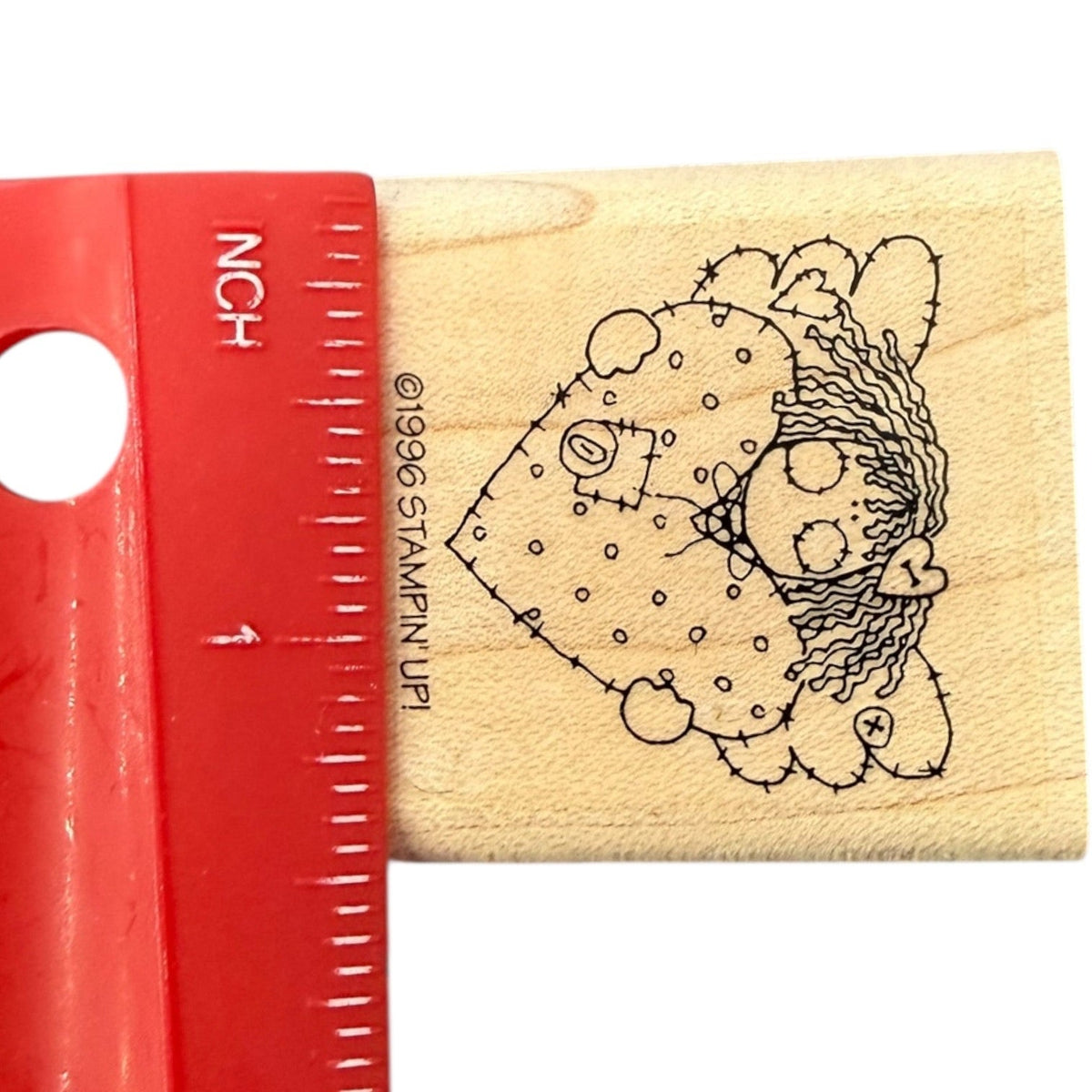 Stampin' Up! Rag Doll Patchwork Holding Heart Vintage 1996 Rubber Stamp EUC