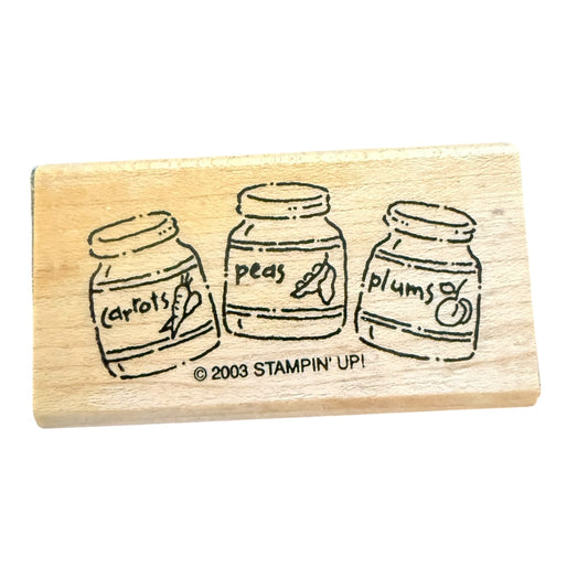 Stampin' Up! 2003 Canned Fruits & Veggies In Jars Rubber Stamp
