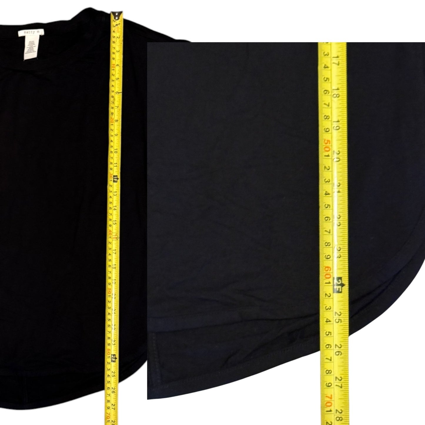 Matty M Black French Terry Rolled Cuff Short Sleeve Tee Shirt Size XS