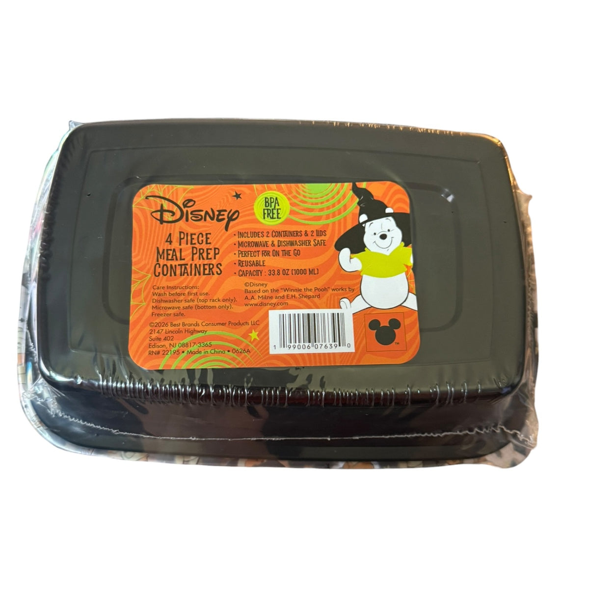 Disney Winnie The Pooh & Friends Halloween 4 Piece Meal Prep Containers