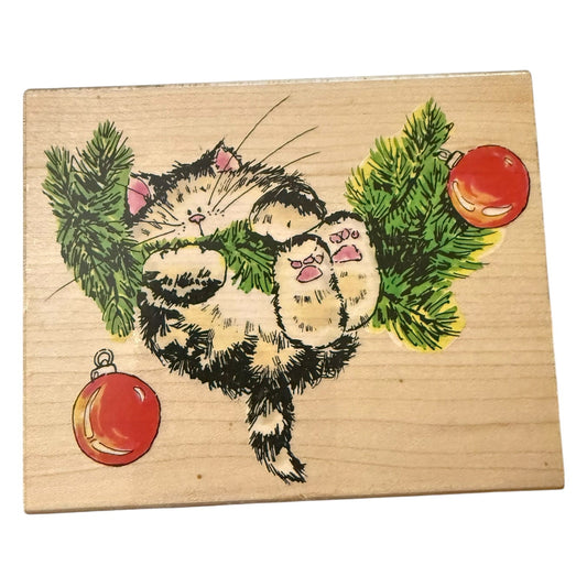 Penny Black Wonderful Christmas 1512K Cat Kitty Margaret Sherry Rubber Stamp