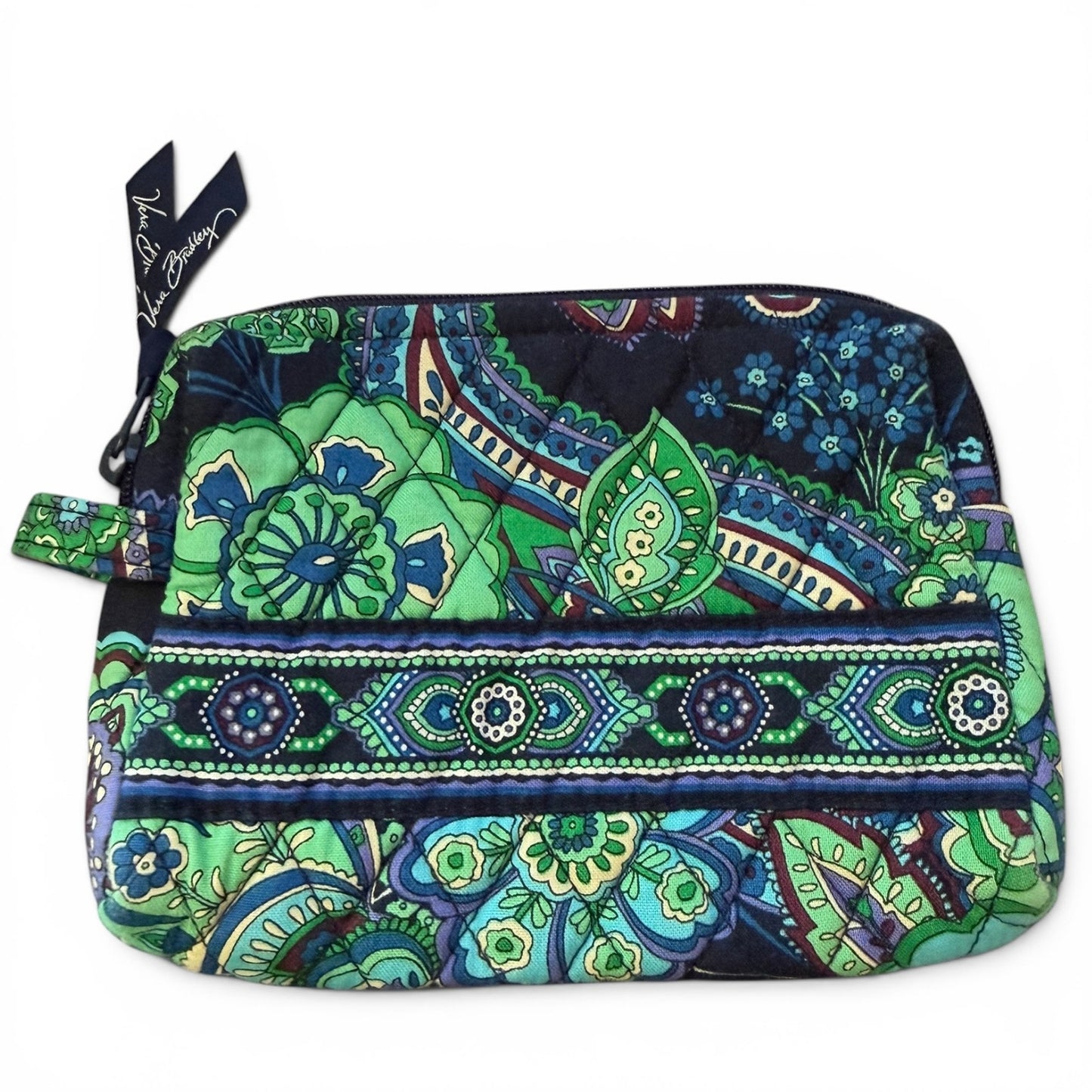 Vera Bradley Blue Rhapsody Paisley Lined Zipper Top Cosmetic Bag Pouch